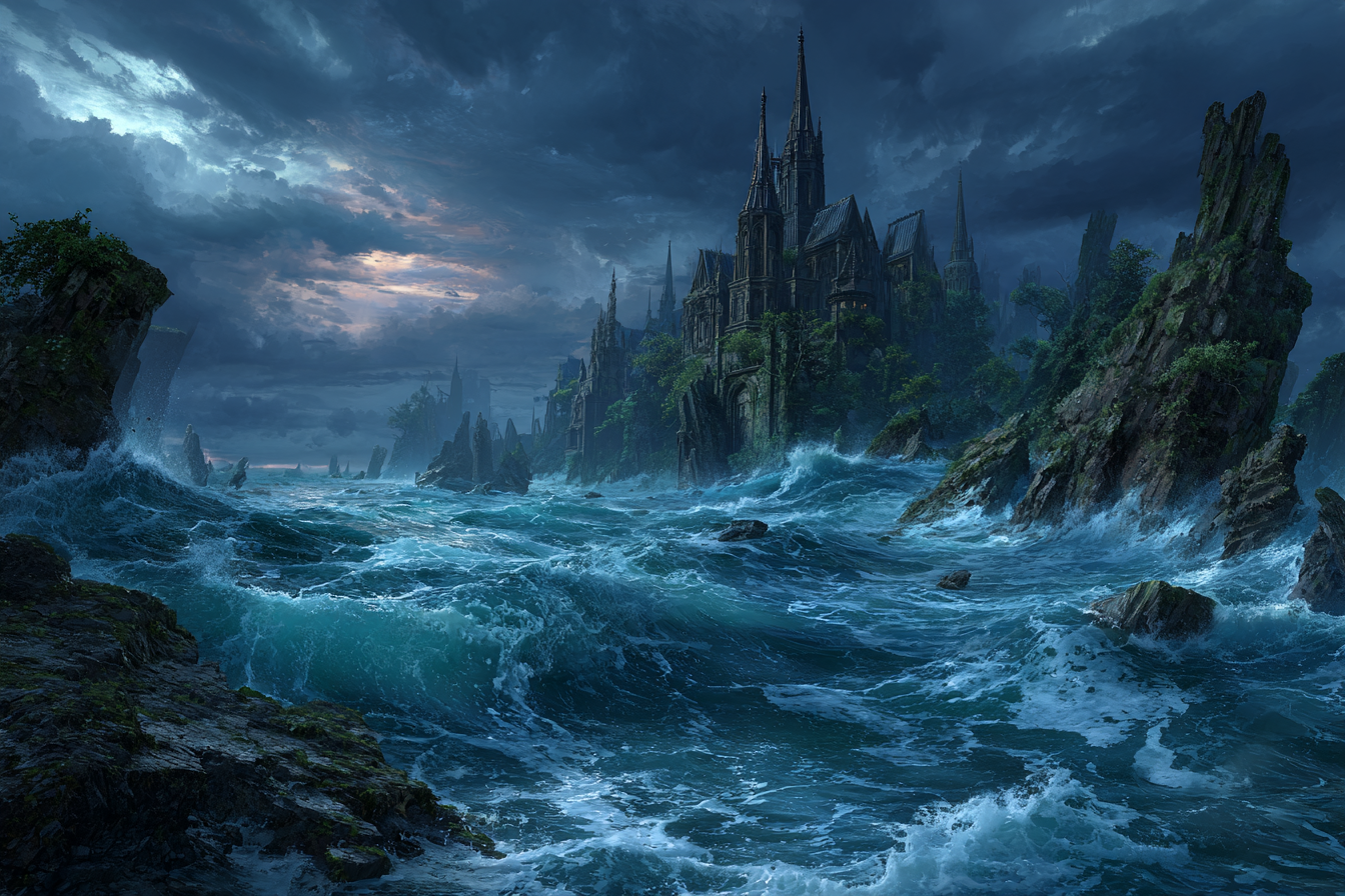 The Broken Deep, a storm-wracked sea studded with drowned ruins