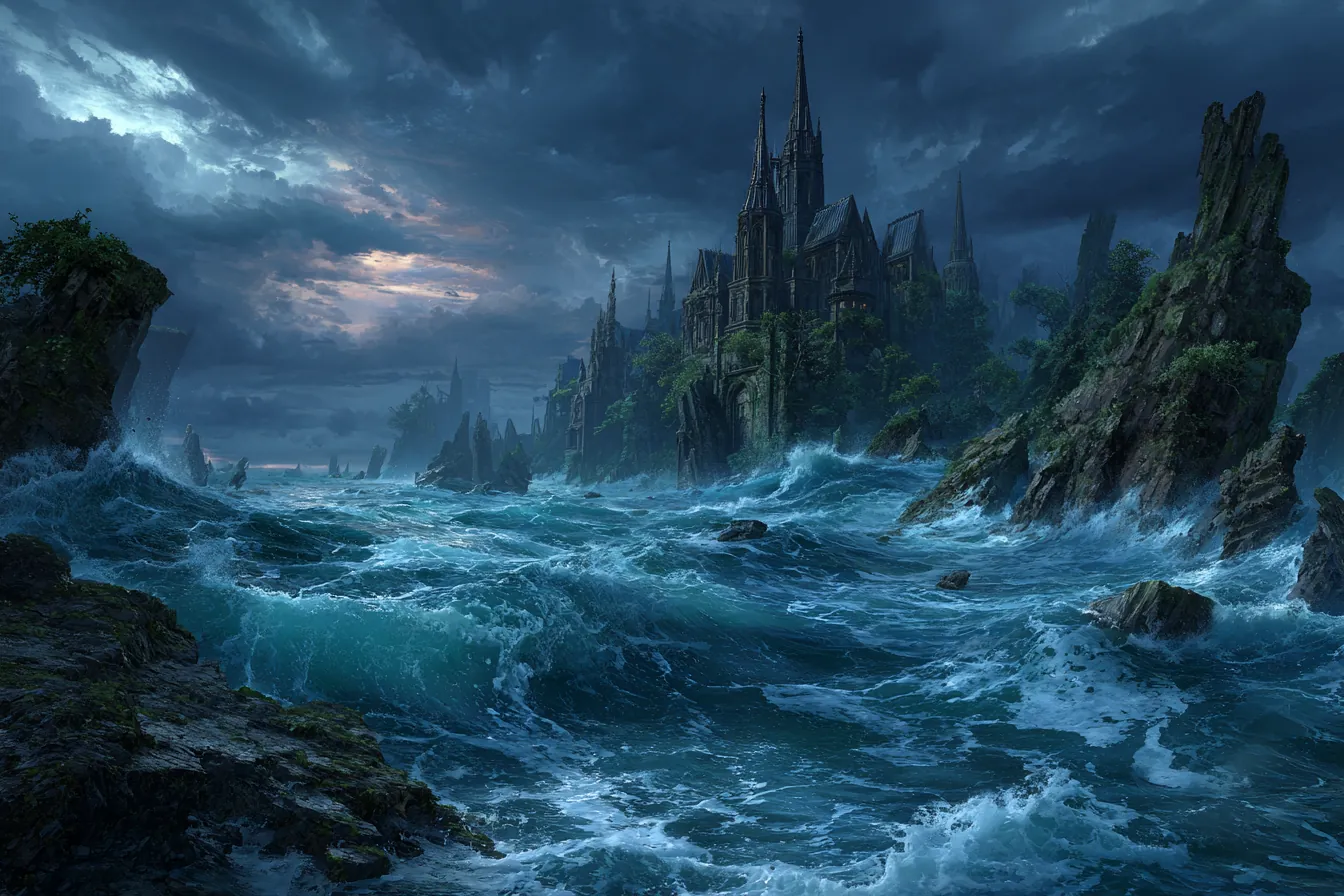 The Broken Deep, a storm-wracked sea studded with drowned ruins